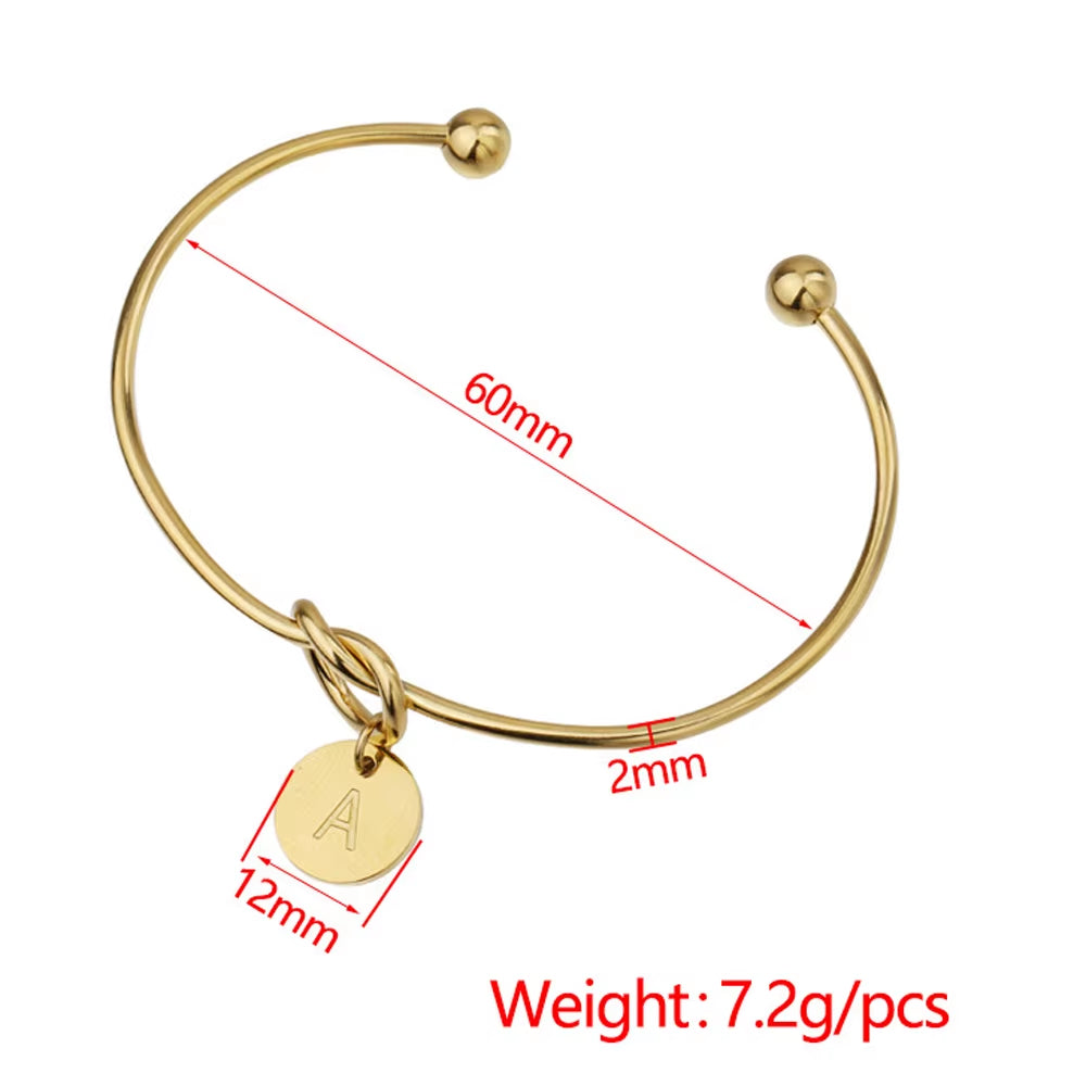 Initial Birthstone 14K Gold Plated Bracelets for Women Bridesmaid Proposal Gift Love Knot Cuff Bangle Bracelet Birthday Gifts